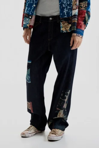 Jeans met oosterse print