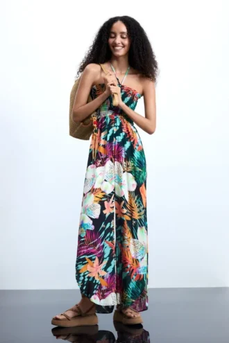 Jumpsuit met tropische print