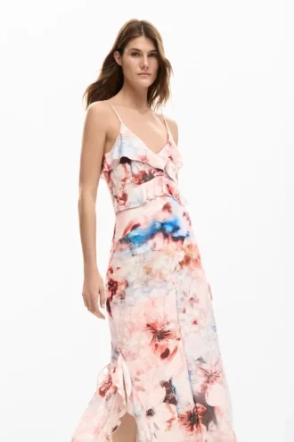 Jurk met bloemenprint en ruches