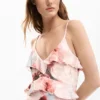 Jurk met bloemenprint en ruches