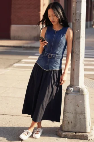 Jurk met denimcombinatie