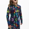 Jurk met lange mouwen en letters