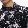 Kimono-hals jurk met bladmotief