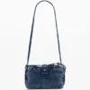 Kleine denim crossbody-portemonnee met Applicaties