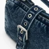 Kleine denim crossbody-portemonnee met Applicaties