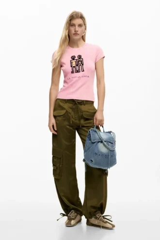 Kleine denim rugzak met bedeltjes
