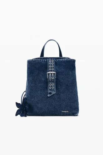 Kleine denim rugzak met bloemenprint