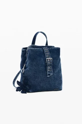 Kleine denim rugzak met bloemenprint