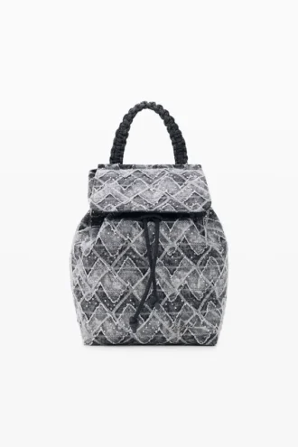 Kleine denim rugzak met zigzagpatroon