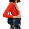 Kleine denim tassen met bloemen