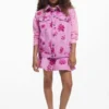Korte denim rok met bloemenprint