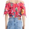 Korte gerimpelde bloemenblouse