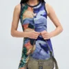 Korte jurk met bandjes en print