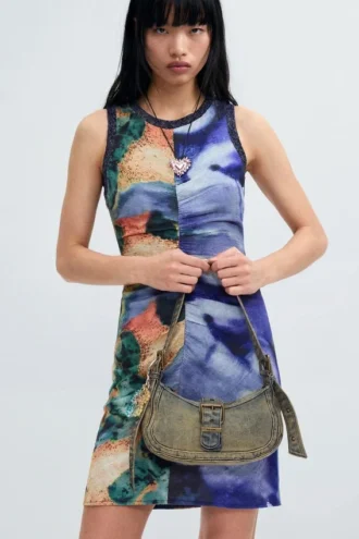 Korte jurk met bandjes en print