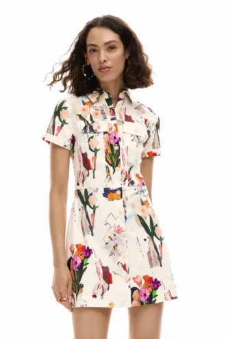 Korte jurk met collageprint