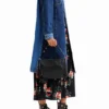 Lang gewatteide denim jas