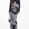 Lange jurk met portretprint