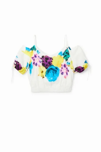 M. Christian Lacroix Korte gerimpelde bloemenblouse