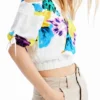 M. Christian Lacroix Korte gerimpelde bloemenblouse