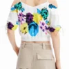 M. Christian Lacroix Korte gerimpelde bloemenblouse