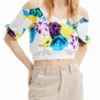 M. Christian Lacroix Korte gerimpelde bloemenblouse