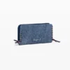 Middelgrote denim portemonnee met hartjes