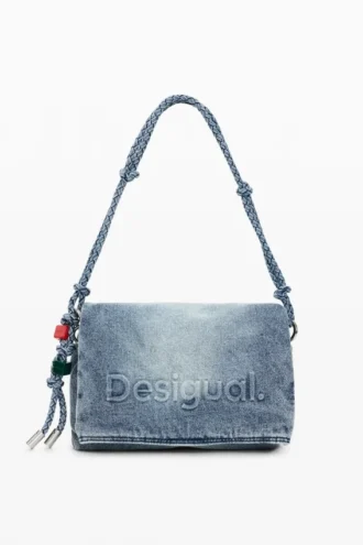 Middelgrote denim tas met bedeltjes