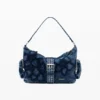 Middelgrote denim tas met bloemenprint