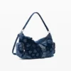 Middelgrote denim tas met bloemenprint