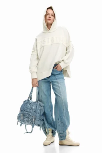 Middelgrote denimrugzak met ruches
