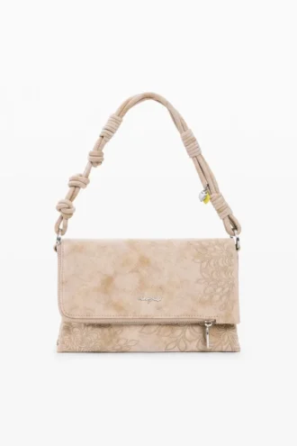Middelgrote tas met geborduurde flap