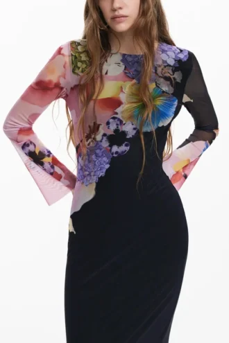 Midi-jurk met bloemenprint
