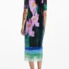 Midi-jurk met bloemenprint