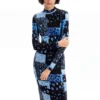 Midi-jurk met bloemenprint en ribbelpatroon