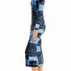 Midi-jurk met bloemenprint en ribbelpatroon