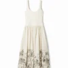 Midi-jurk met bloemenprint en uitlopende rok