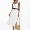 Midi-jurk met borduursels