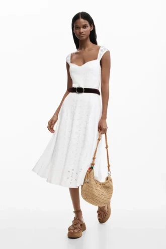 Midi-jurk met borduursels