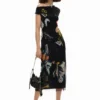 Midi-jurk met collage