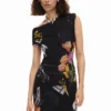 Midi-jurk met collage