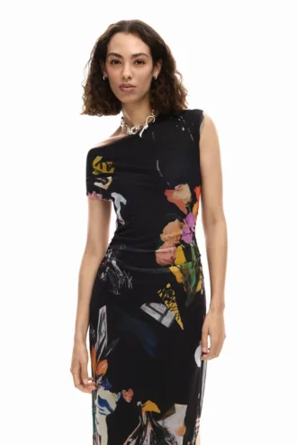Midi-jurk met collage