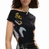 Midi-jurk met collage