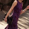 Midi-jurk met flockprint