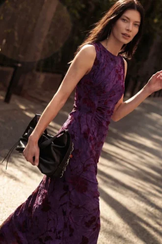 Midi-jurk met flockprint
