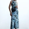 Midi-jurk met flockprint