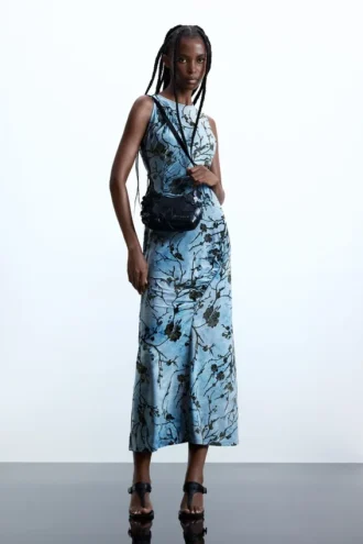 Midi-jurk met flockprint