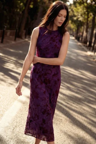 Midi-jurk met flockprint