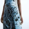 Midi-jurk met flockprint