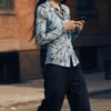 Midi-jurk met flockprint