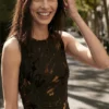 Midi-jurk met flockprint
